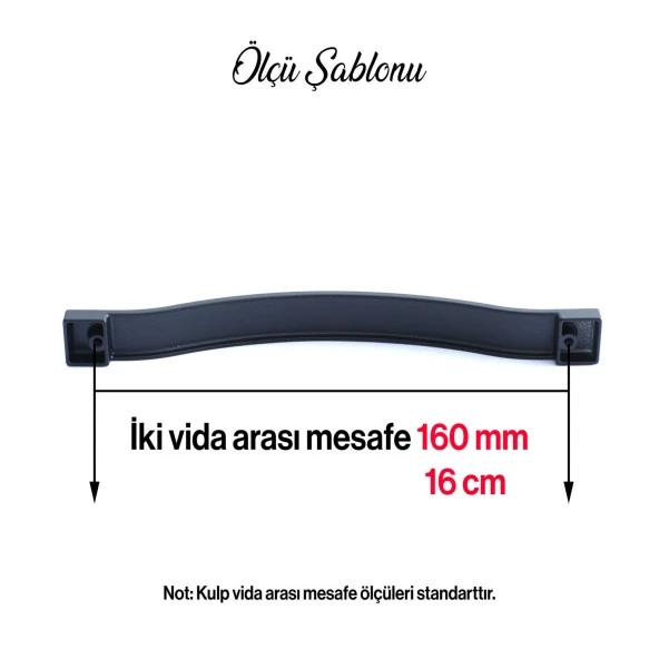Mobilya Kulp Mutfak Dolabı Çekmece Dolap Kulpları Kapak Kulpu Kulbu Siyah Renk 160 mm Metal - Resim 4