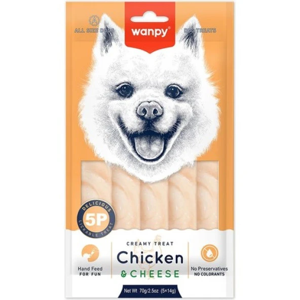 Wanpy Tavuklu & Peynirli Krema Köpek Ödülü 5x14 gr