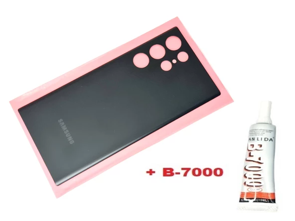 Samsung Galaxy S22 ULTA Arka Pil Batarya Kapağı (CAM+B-7000) SİYAH ürün görseli 1