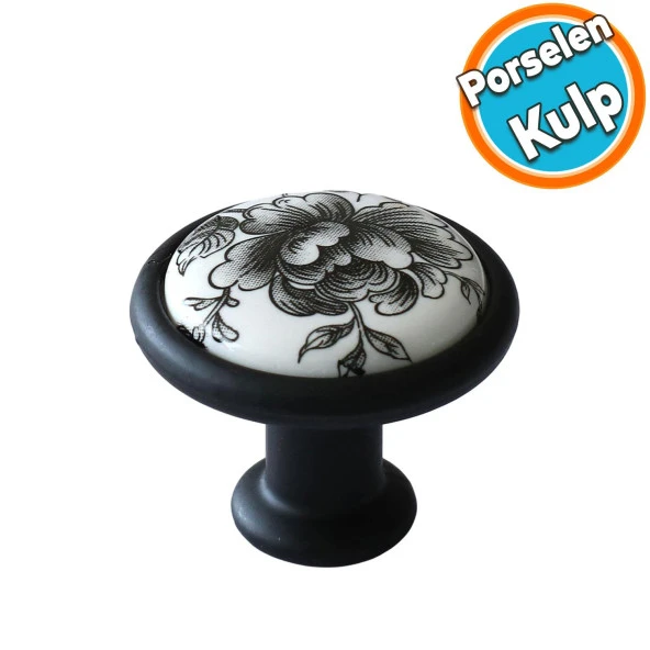 Porselen Siyah Kulp Mobilya Mutfak Dolabı Düğme Çekmece Dolap Kulpları Kapak Kulpu Kulbu ürün görseli