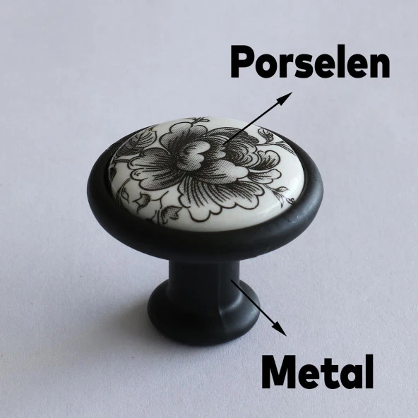 Porselen Siyah Kulp Mobilya Mutfak Dolabı Düğme Çekmece Dolap Kulpları Kapak Kulpu Kulbu - Resim 3