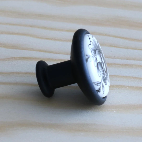 Porselen Siyah Kulp Mobilya Mutfak Dolabı Düğme Çekmece Dolap Kulpları Kapak Kulpu Kulbu - Resim 4