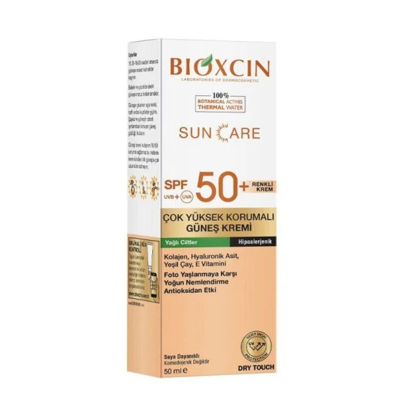 Bioxcin Sun Care SPF50+ Yağlı Ciltler için Renkli Güneş Kremi 50 ml