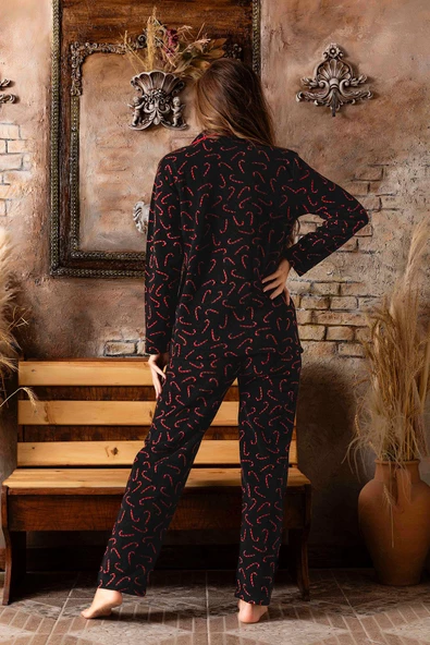 Kadın Genç Polar Önden Düğmeli Pijama Takım | Sude M-200-267 - Resim 2