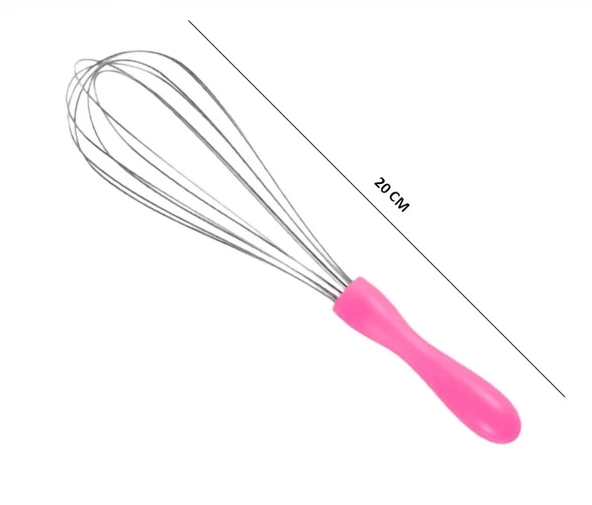 MyBru Paslanmaz Çelik Pembe Plastik Saplı El Çırpıcısı (Blender) Küçük Boy - 2