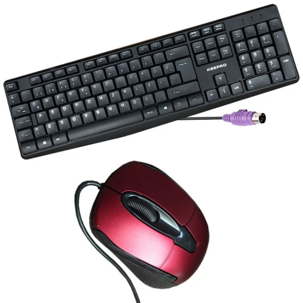 Keepro KP-1461  Standart PS-2 Kablolu Klavye +PS/2 Mouse Kırmızı