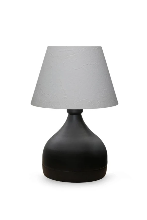 Milano Metal Gövdeli Abajur Krem Sıva Desen PVC Başlık Yatak Odası Salon Cafe Ayndınlatma - 2