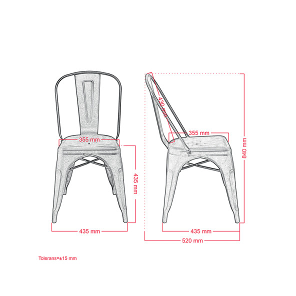 Tolix Kolsuz Metal Sandalye-Yeşil(2 Adet) - 2