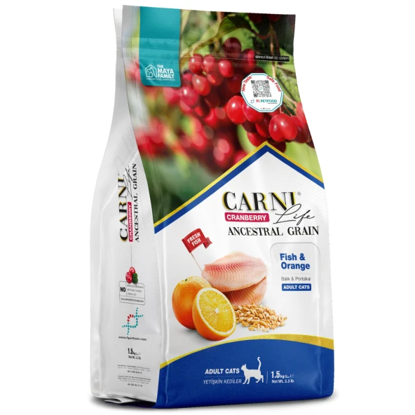 Carni Cat Adult (Yetişkin Kedi) Balık/Portakal Kedi Maması 1,5 KG