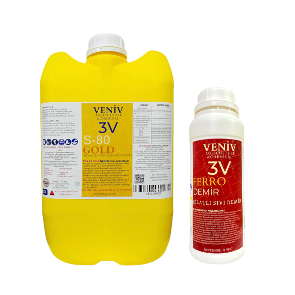 VENİV AGRİCULTURE 3v Gold Sıvı Kükürt-yükseK S Formu-ph Düşürücü Kireç Giderici 20l/25 Kg - Ferro Demir 1l