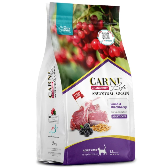 Carni Cat Adult (Yetişkin Kedi) Kuzu Etli/Bögürtlenli Kedi Maması 1,5 KG