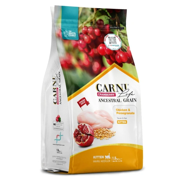 Carni Cat Kitten (Yavru Kedi) Tavuk&Narlı Kedi Maması 1,5 KG