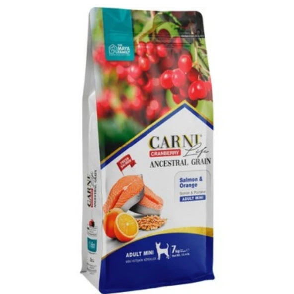 Carni Dog Adult Mini (Mini Irk Yetişkin Köpek) Somon/Portakal Köpek Maması 7 Kg