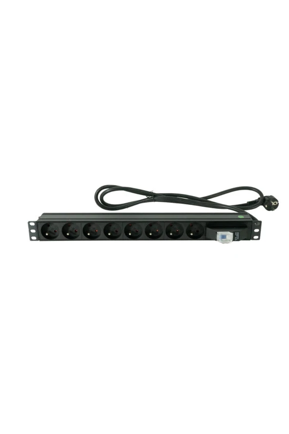 1U 19" 8xALMAN ALÜMİNYUM ON-OFF SWITCH FRANSIZ FİŞ 1,5m PDU - 1