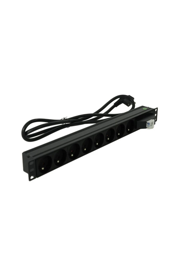 1U 19" 8xALMAN ALÜMİNYUM ON-OFF SWITCH FRANSIZ FİŞ 1,5m PDU - 3