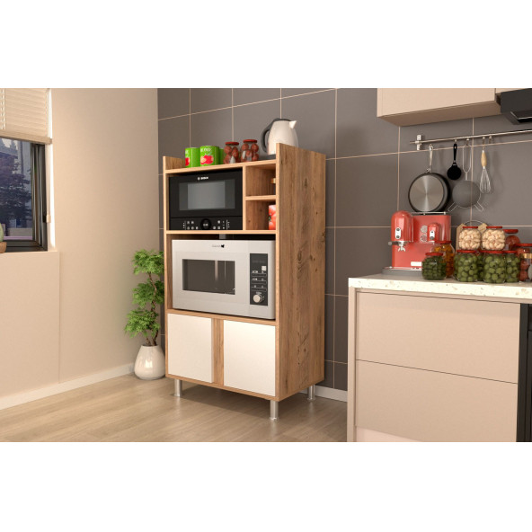 Simurg Çok Amaçlı Elektrobar Fırın Dolabı-Atlantik Çam- Beyaz - 2