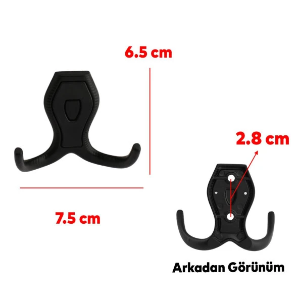 Galata Askı Vestiyer Mobilya Duvar Askısı Metal Dolap Elbise Askılığı Siyah Renk Siyah Kapaklı - Resim 2