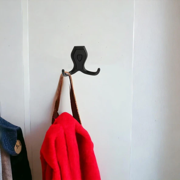 Galata Askı Vestiyer Mobilya Duvar Askısı Metal Dolap Elbise Askılığı Siyah Renk Siyah Kapaklı - Resim 4