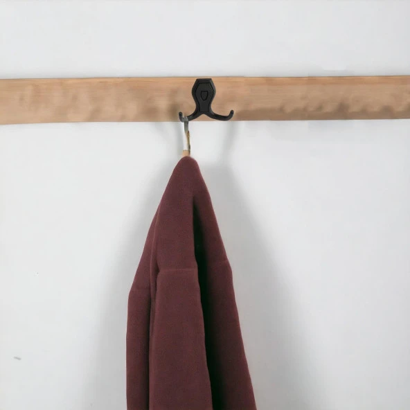 Galata Askı Vestiyer Mobilya Duvar Askısı Metal Dolap Elbise Askılığı Siyah Renk Siyah Kapaklı - Resim 6