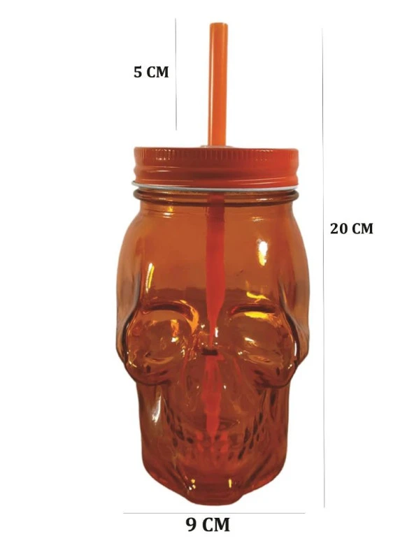 San Miguel Kuru Kafa Pipetli Kavanoz Bardak 450 ml Turuncu - 2