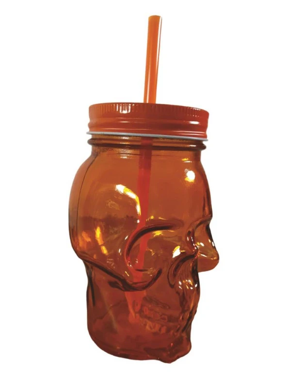 San Miguel Kuru Kafa Pipetli Kavanoz Bardak 450 ml Turuncu - 3