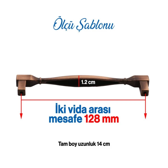 Mobilya Kulp Mutfak Dolabı Çekmece Dolap Kulpları Kapak Kulpu Kulbu Antik Bakır 128 mm Metal - Resim 3