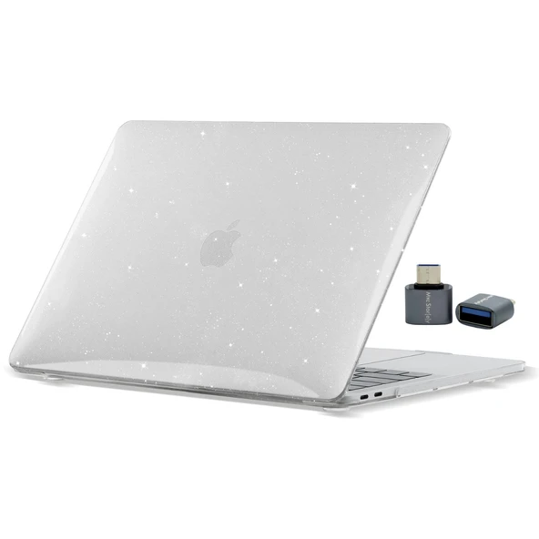 Macbook Air Kılıf 15 inç M2-M3-M4, Simli Kristal Parlak (15” Air) A2941 A3114 A3241 ile Uyumlu - 1