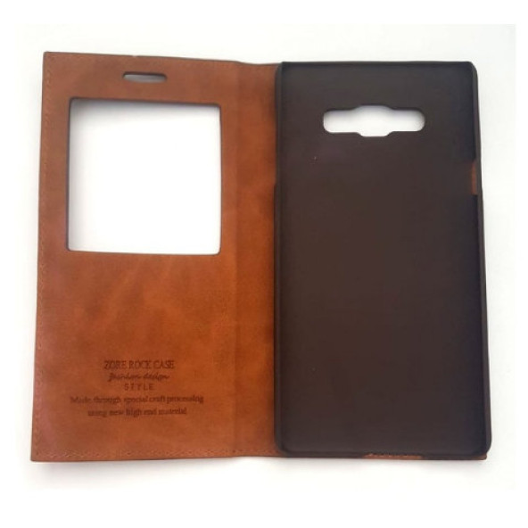 Samsung Galaxy A7 2015 Kapaklı Gizli Mıktanıslı Magnum Kılıf Kahverengi - Resim 3