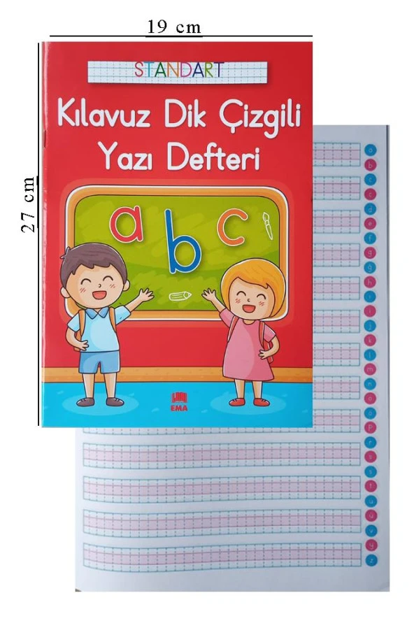 Güzel Yazı Defteri A4 Boy 19x27 cm Kılavuz Dik Çizgili 24 Yaprak 1 Adet Standart Dik Çizgili Yazı Defteri Dik Temel Harflerle 1. Sınıf