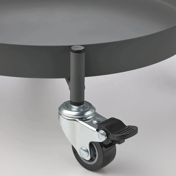 Tekerlekli Saksı Altı MeridyenDukkan 32 cm Galvanizli Saksılık Altı Pratik Frenli ürün görseli