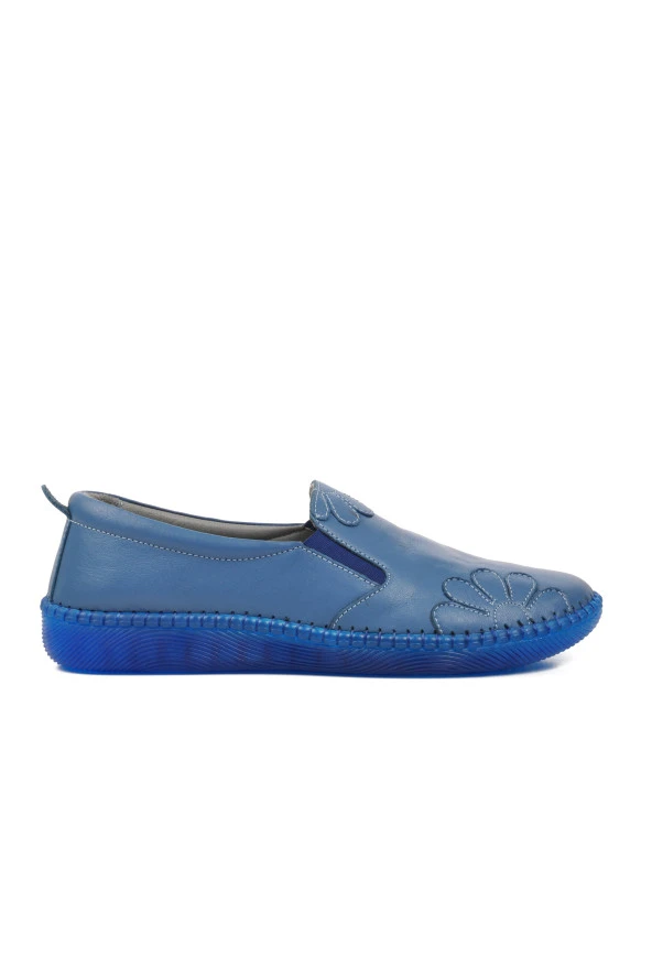 Ayakmod Premium 04035 Mavi Hakiki Deri Kadın Günlük Ayakkabı