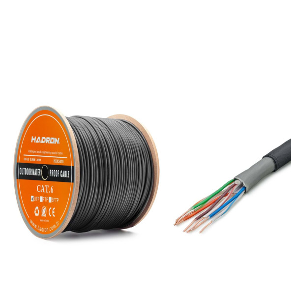 Hadron HDX5015 internet kablosu 305 metre (4504) Dış Ortam Cat6 Kablo 0.51 mm 305 metre,intenet pc kablosu