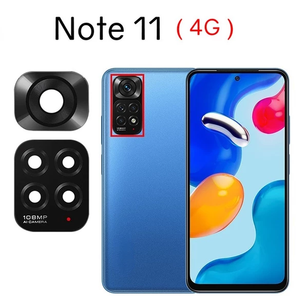 Tkgz Xiaomi Redmi NOTE 11 4G Arka Kamera Camı Lens Yapışkanlı