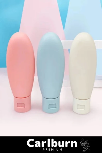 Premium Doldurulabilir Taşınabilir Krem Şampuan Jel 3 Adet 60ml Hijyenik Seyahat Tipi Banyo Seti - 3