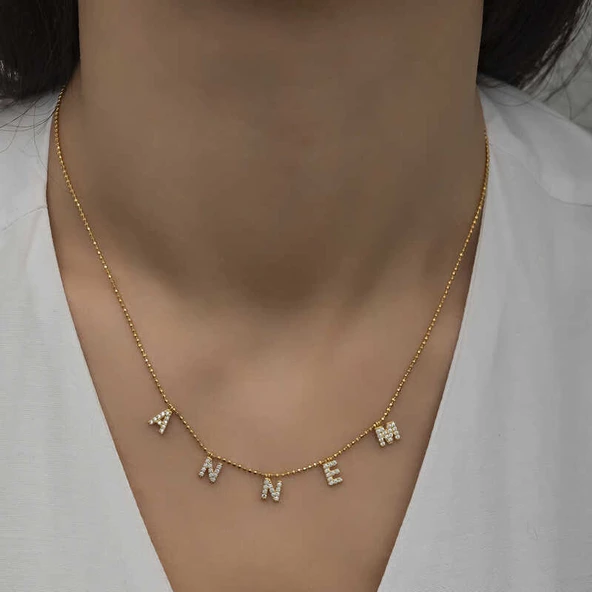 925 Ayar Gümüş Annem Yazılı Bayan Gümüş Kolye - Resim 2