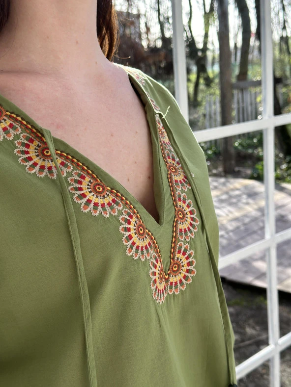 KADIN YAZLIK NAKIŞLI PAREO - BLUZ - 8013 - 1 - Resim 8