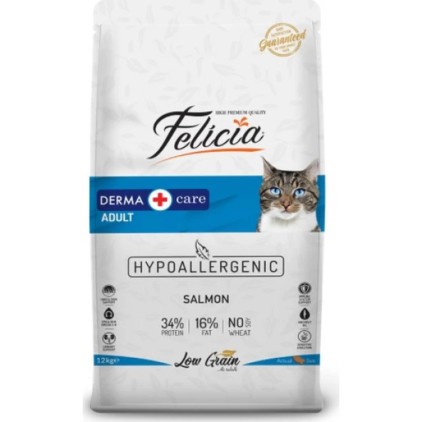 Felicia Hypoallergenic Somonlu Düşük Tahıllı Yetişkin Kedi Maması 12Kg