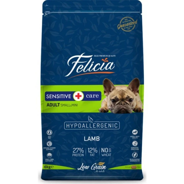Felicia Hypoallergenic Kuzulu Pirinçli Küçük Irk Düşük Tahıllı Yetişkin Köpek Maması 6Kg