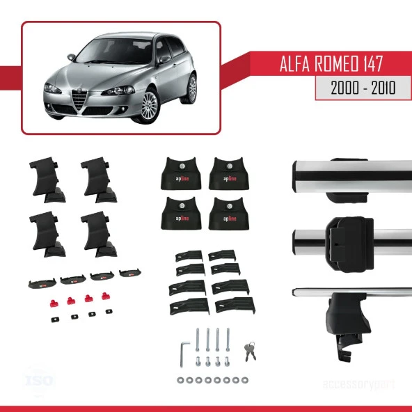 Alfa Romeo 147 2000-2010 Arası ile uyumlu ACE-4 Ara Atkı Tavan Barı GRİ - Resim 3