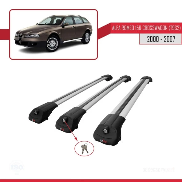Alfa Romeo 156 Crosswagon (T932) 2000-2007 Arası ile uyumlu ACE-1 Ara Atkı Tavan Barı GRİ 3 ADET BAR - Resim 4