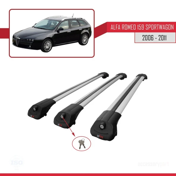 Alfa Romeo 159 SPORTWAGON 2006-2011 Arası ile uyumlu ACE-1 Ara Atkı Tavan Barı GRİ 3 ADET BAR - 4