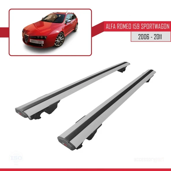 Alfa Romeo 159 SPORTWAGON 2006-2011 Arası ile uyumlu HOOK Model Anahtar Kilitli Ara Atkı Tavan Barı GRİ - Resim 4