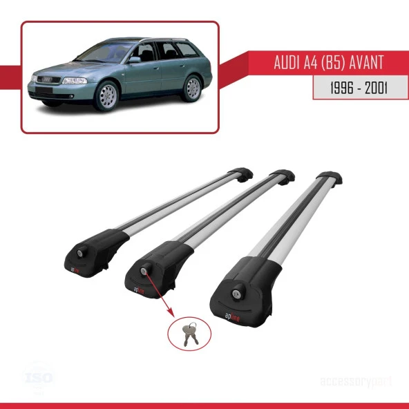 Audi A4 (B5) Avant 1996-2001 Arası ile uyumlu ACE-1 Ara Atkı Tavan Barı GRİ 3 ADET BAR - Resim 4