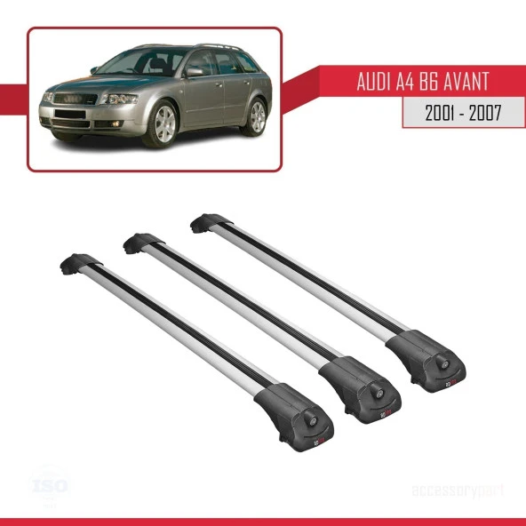 Audi A4 (B6) AVANT 2002-2004 Arası ile uyumlu ACE-1 Ara Atkı Tavan Barı GRİ 3 ADET BAR - Resim 3