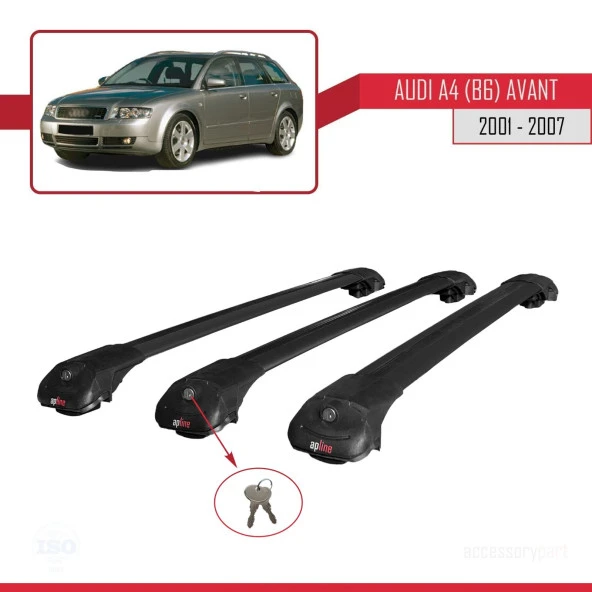 Audi A4 (B6) AVANT 2002-2004 Arası ile uyumlu ACE-1 Ara Atkı Tavan Barı SİYAH 3 ADET BAR - 3
