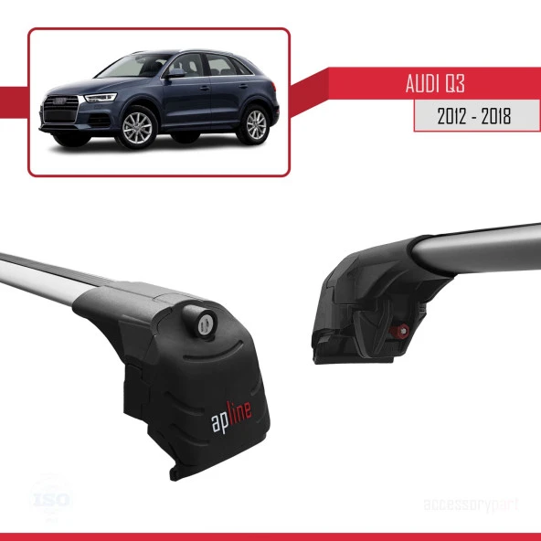 Audi Q3 (8U) 2012-2018 Arası ile uyumlu ACE-2 Ara Atkı Tavan Barı GRİ - 4