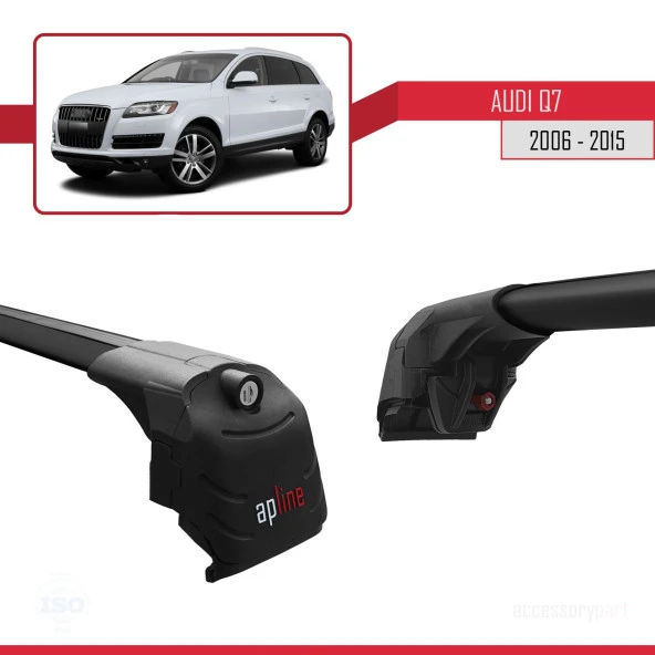 Audi Q7 (4L) 2006-2015 Arası ile uyumlu ACE-2 Ara Atkı Tavan Barı SİYAH - Resim 4