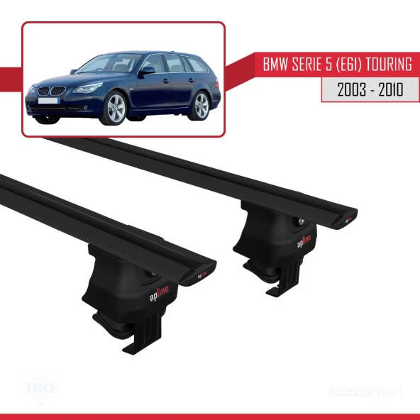 BMW Serie 5 (E61) Touring 2003-2010 Arası ile uyumlu ACE-4 Ara Atkı Tavan Barı SİYAH - Resim 4