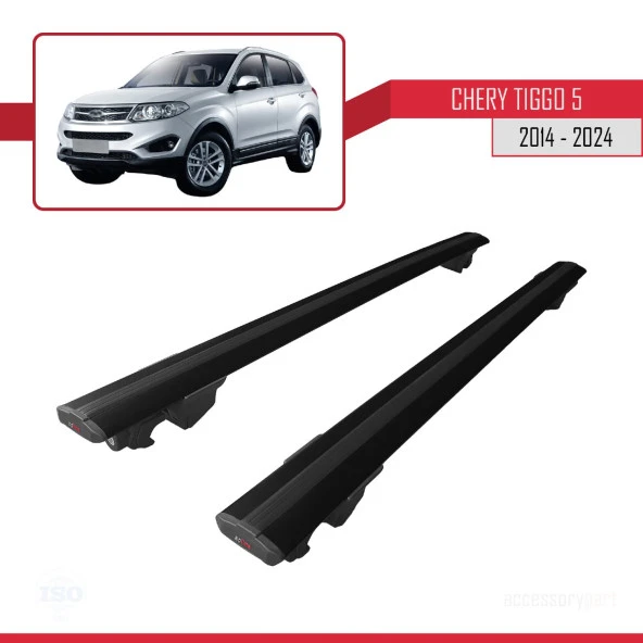Chery Tiggo 5 2014 ve Sonrası ile uyumlu HOOK Model Anahtar Kilitli Ara Atkı Tavan Barı SİYAH - Resim 4