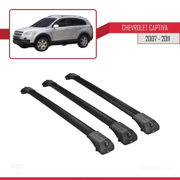 Chevrolet Captiva 2007-2011 Arası ile uyumlu ACE-1 Ara Atkı Tavan Barı SİYAH 3 ADET BAR - Resim 3